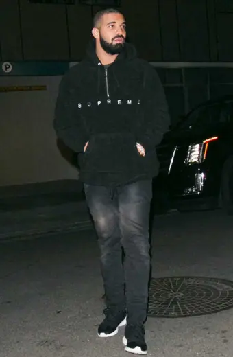 Mens Supreme Aubrey Drake Graham Casual Black Fleece Hoodie drake-supreme-aubrey-graham-hoodie