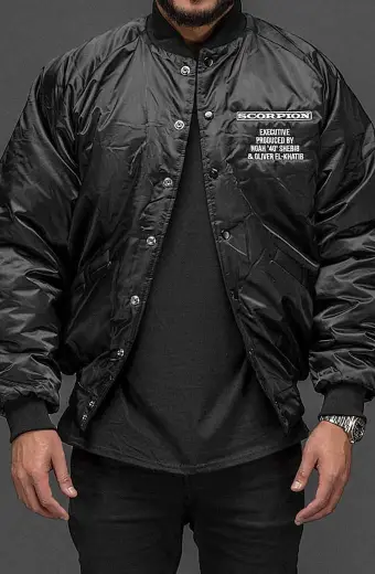 Mens Scorpion Aubrey Drake Graham Bomber Black Satin Jacket aubrey-drake-graham-scorpion-jacket