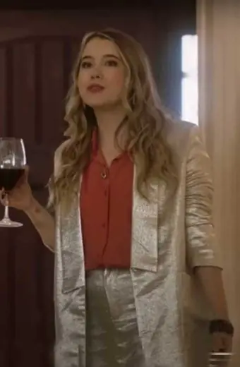 Taylor Spreitler Tess Driven To The Edge Silver Satin Coat