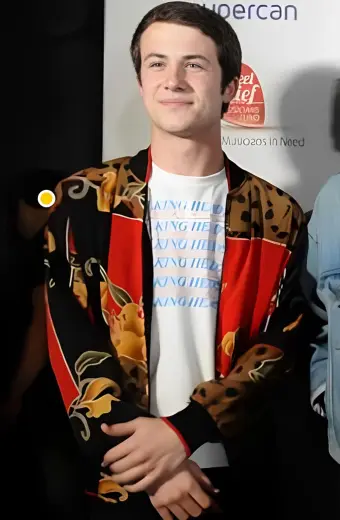 Red Carpet Dylan Minnette Red Bomber Jacket
