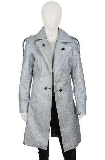 Elizabeth Gillies Dynasty Fallon Carrington Silver Trench Coat
