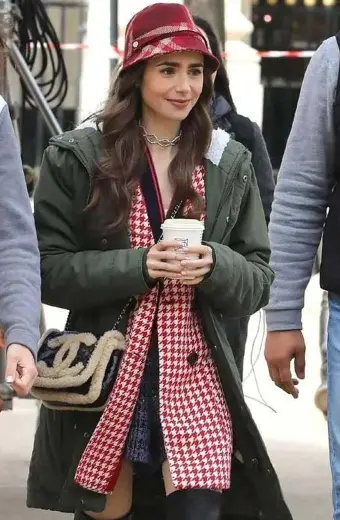 Emily Cooper Lily Collins Emily In Paris Green Hooded Coat