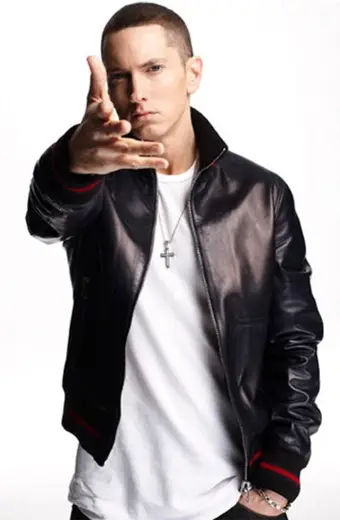 Marshall Mathers Eminem Not Afraid Bomber Black Leather Jacket