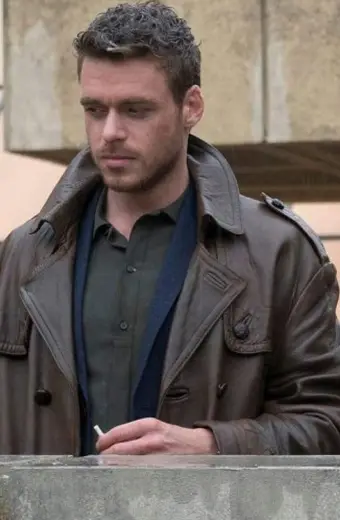 Richard Madden Ikaris Eternals Brown Leather Long Trench Coat