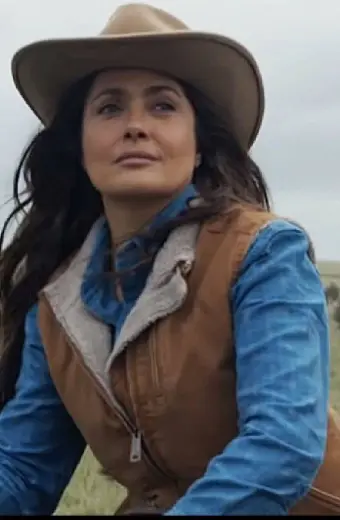 Salma Hayek Eternals Movie Ajak Brown Cotton Shearling Vest