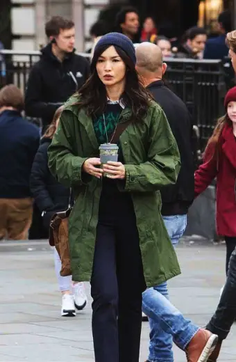 Sersi Gemma Chan Eternals Movie Green Cotton Trench Coat eternals-sersi-green-cotton-coat