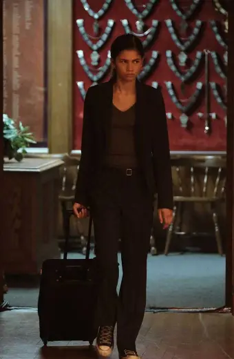 Zendaya Euphoria TV Series Rue Bennett Black Cotton Blazer