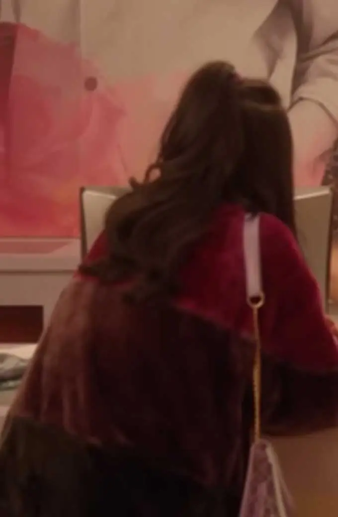 Rebecca Li Jennifer Tong Fakes TV Series Maroon Fur Jacket jennifer-tong-fakes-jacket