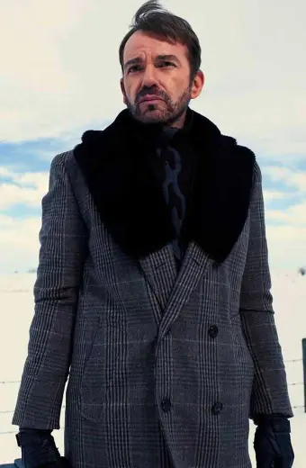 Lorne Malvo Fargo Billy Bob Thornton Checked Grey Plaid Coat