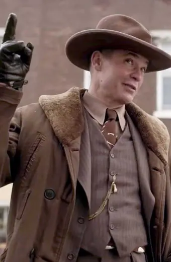 Dick Wickware Fargo Timothy Olyphant Beige Shearling Coat