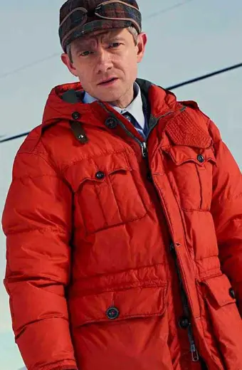 Lester Nygaard Fargo Martin Freeman Hooded Red Puffer Jacket