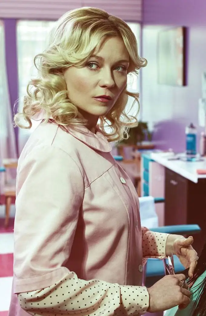 Fargo TV Series Peggy Blumquist Kirsten Dunst Pink Cotton Coat kirsten-dunst-fargo-coat