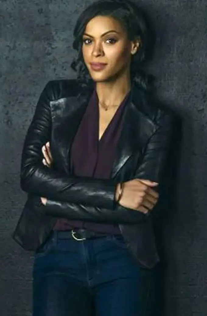 Bridget Meyer Rosario Dawson Dopesick Black Biker Jacket rosario-dawson-dopesick-jacket