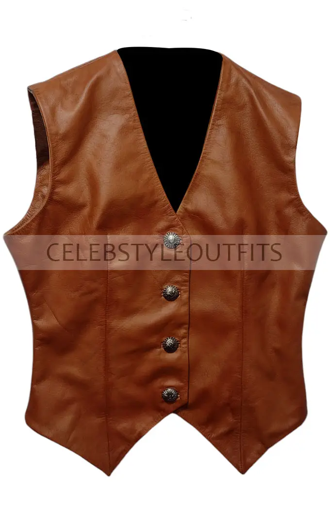 Jessica Simpson Daisy Duke Dukes of Hazzard Brown Leather Vest jessica-simpson-the-dukes-hazzard-vest