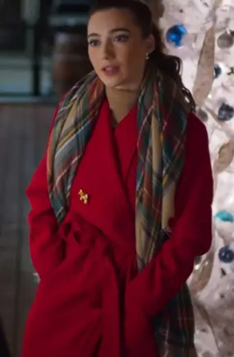 Natalie Dreyfuss Holly Fixing Up Christmas Red Wool Coat