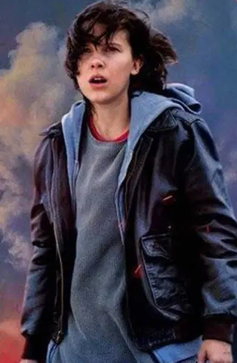 Millie Bobby Godzilla Madison Russell Black Leather Jacket