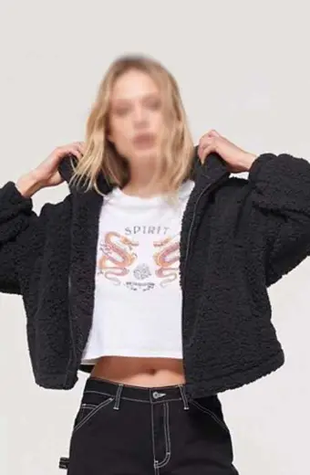 Grand Army Anna Delaney Sydney Meyer Black Sherpa Jacket sydney-meyer-grand-army-jacket