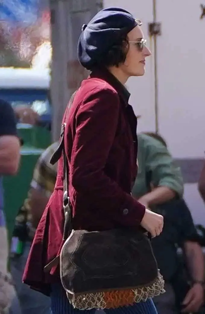Indiana Jones Phoebe Waller Bridge Helena Maroon Velvet Coat phoebe-waller-bridge-indiana-jones-coat