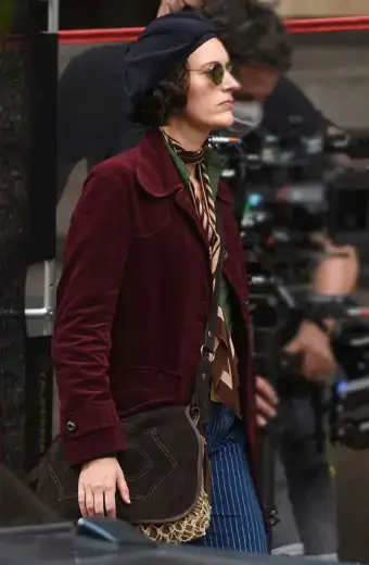 Phoebe Waller Bridge Indiana Jones Helena Maroon Velvet Coat