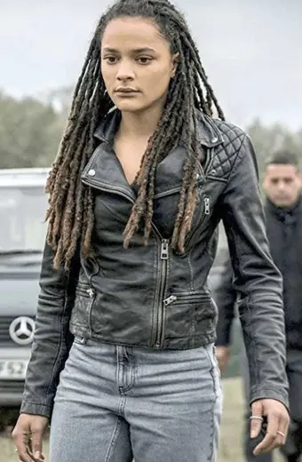 Sasha Lane Alice Monaghan Hellboy Biker Black Quilted Jacket