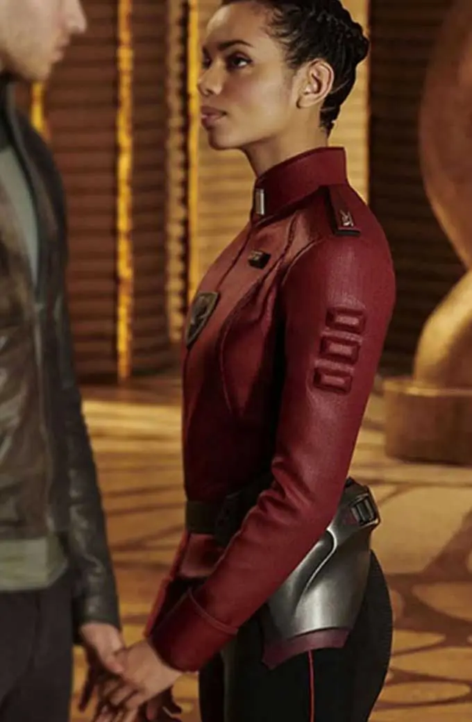 Krypton Georgina Campbell Lyta-Zod Red Cosplay Leather Jacket georgina-campbell-krypton-jacket