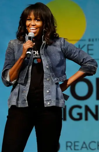 Michelle Obama Blue Cropped Denim Jacket