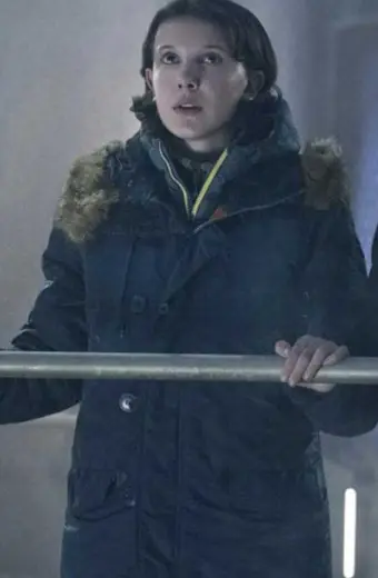 Madison Russell Godzilla Millie Bobby Black Fur Hooded Parka