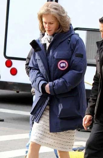 Nicole Kidman Mrs Barbour Goldfinch Hooded Blue Puffer Jacket