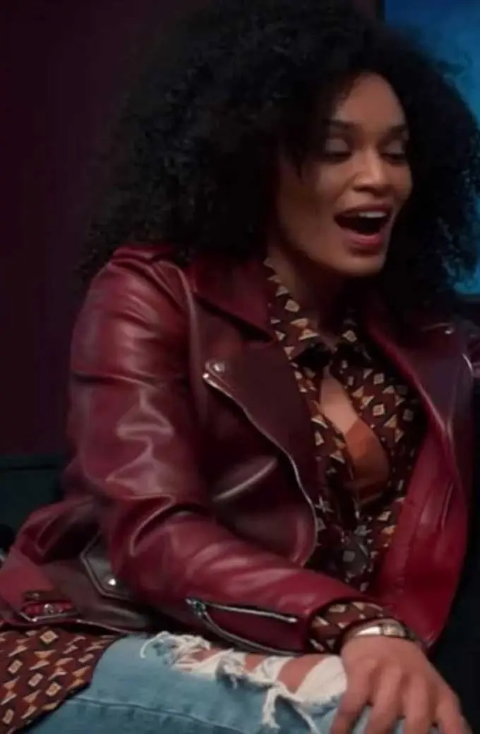 Queen Sono Pearl Thusi TV Series Biker Burgundy Leather Jacket pearl-thusi-queen-sono-burgundy-jacket
