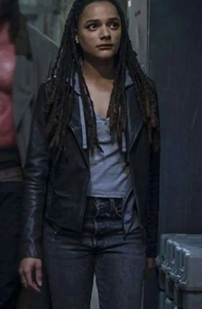 Alice Monaghan Sasha Lane Hellboy Biker Black Quilted Jacket hellboy-alice-monaghan-black-leather-jacket