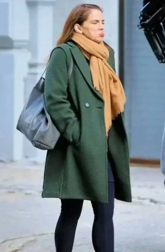Inventing Anna Chlumsky Vivian Kent Wool Green Trench Coat inventing-anna-vivian-coat