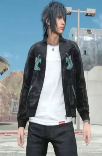 Noctis Final Fantasy Behemoth FFXU Bomber Black Leather Jacket