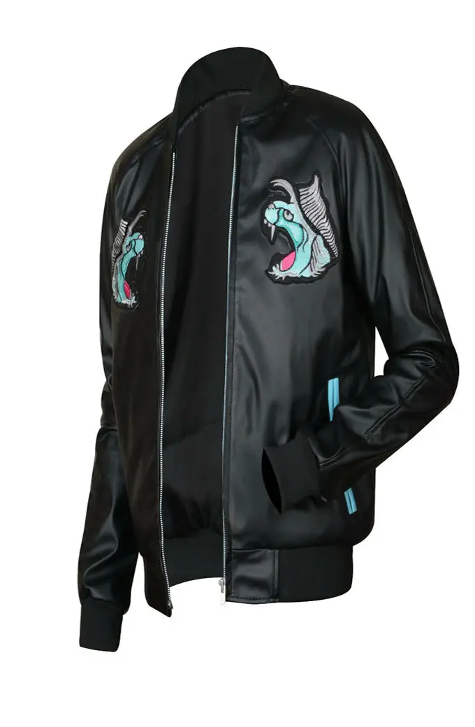 Final Fantasy Behemoth FFXU Noctis Bomber Black Leather Jacket final-fantasy-bomber-black-jacket