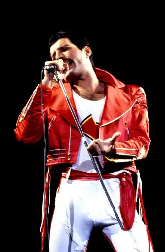 Mens Freddie Mercury Concert Casual Biker Red Leather Jacket
