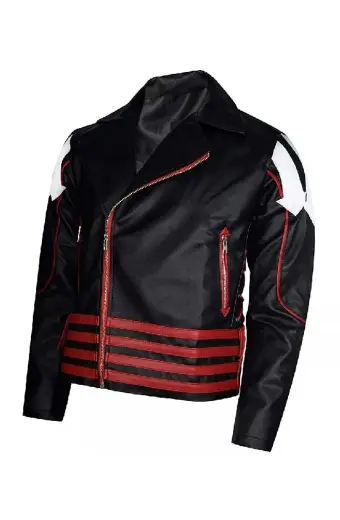 Freddie Mercury Concert Mens Bomber Biker Black Leather Jacket