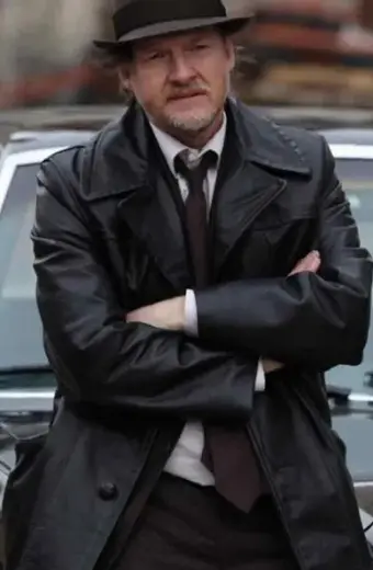 Gotham Donal Logue Harvey Bullock Black Leather Trench Coat