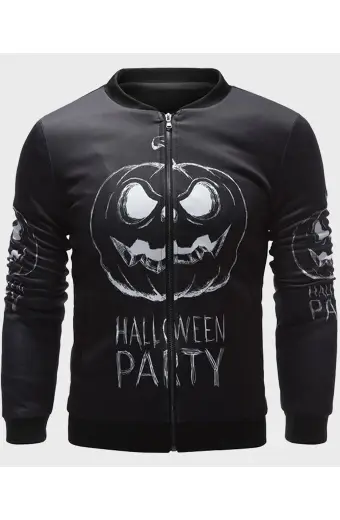 Halloween Party Fleece Bomber Jacket For Men 
