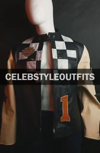 Harley Davidson Motorcycles Black Biker Checked Leather Jacket