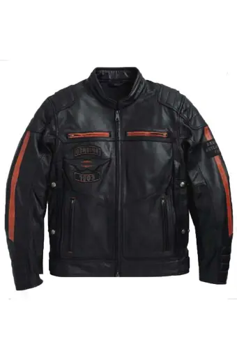 Harley Davidson Exmoor Motorcycles Biker Black Leather Jacket