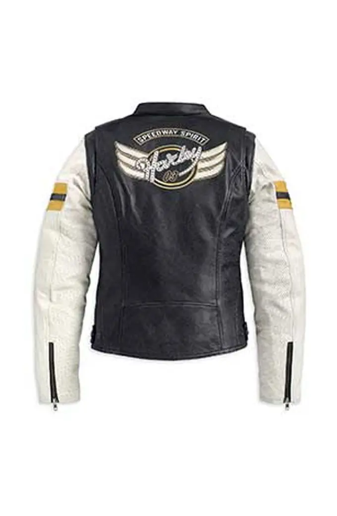 Motorcycles Harley Davidson Black White Biker Leather Jacket harley-davidson-1903-motorcycles-jacket