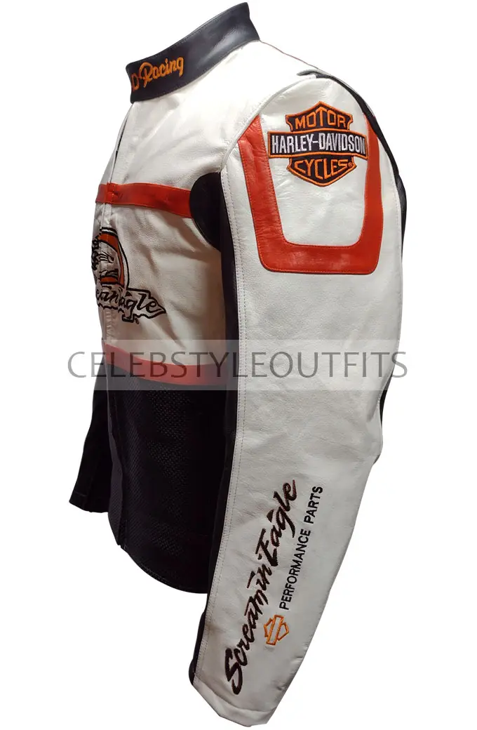 Screamin Eagle Harley Davidson Motorcycles White Biker Jacket screamin-eagle-harley-davidson-jacket