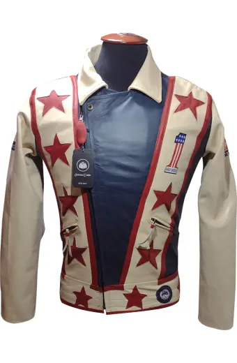 Harley Davidson Motorcycles Stars Vintage Beige Biker Jacket