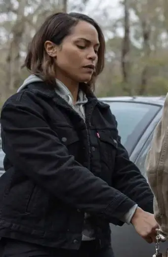 Hightown Monica Raymund Jackie Quinones Black Denim Jacket jackie-quinones-hightown-jacket