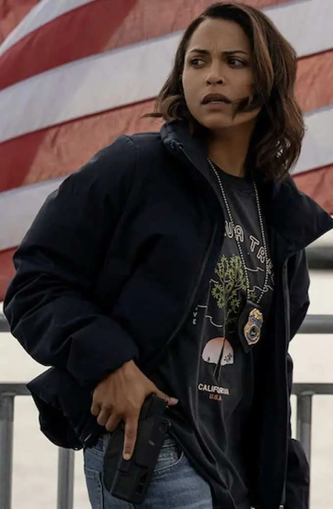 Hightown Jackie Quinones Monica Raymund Black Puffer Jacket monica-raymund-hightown-puffer-jacket