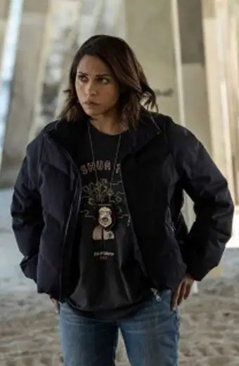 Hightown Jackie Quinones Monica Raymund Black Puffer Jacket monica-raymund-hightown-puffer-jacket