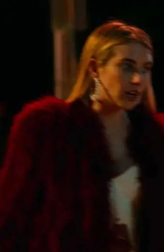Sloane Benson Emma Roberts Holidate Women Red Fur Long Coat