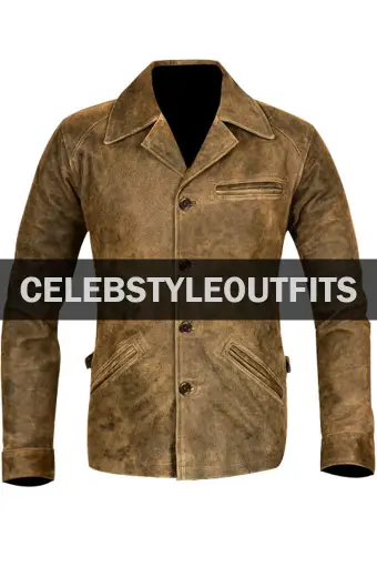 Johnny Depp Vintage Biker Distressed Brown Leather Jacket