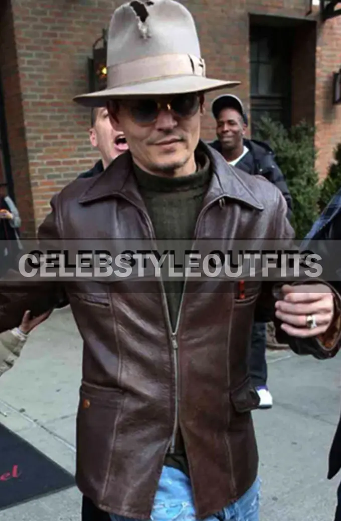 Charles Mortdecai Johnny Depp Mortdecai Brown Leather Jacket mortdecai-johnny-depp-leather-jacket