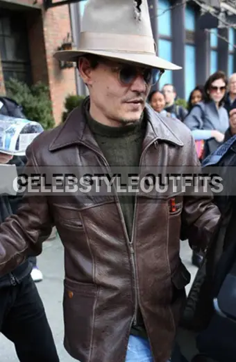 Mortdecai Johnny Depp Charles Mortdecai Brown Leather Jacket
