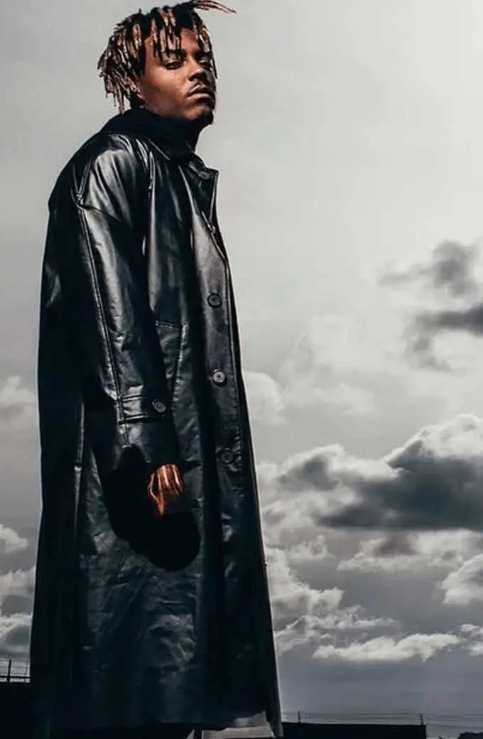 Doom Juice WRLD Casual Mens Black Leather Long Trench Coat juice-wrld-doom-casual-long-trench-coat
